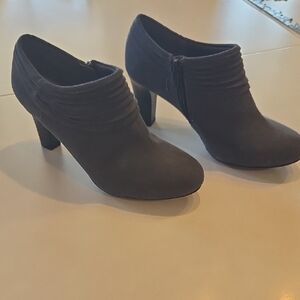 Classic Black Suede-Look Ankle Booties with Side Zip